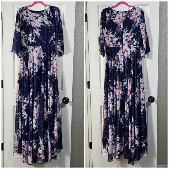 Yumi Kim Woodstock Floral Print Maxi Dress Botanical Garden Floral Navy Size L - Picture 5 of 6